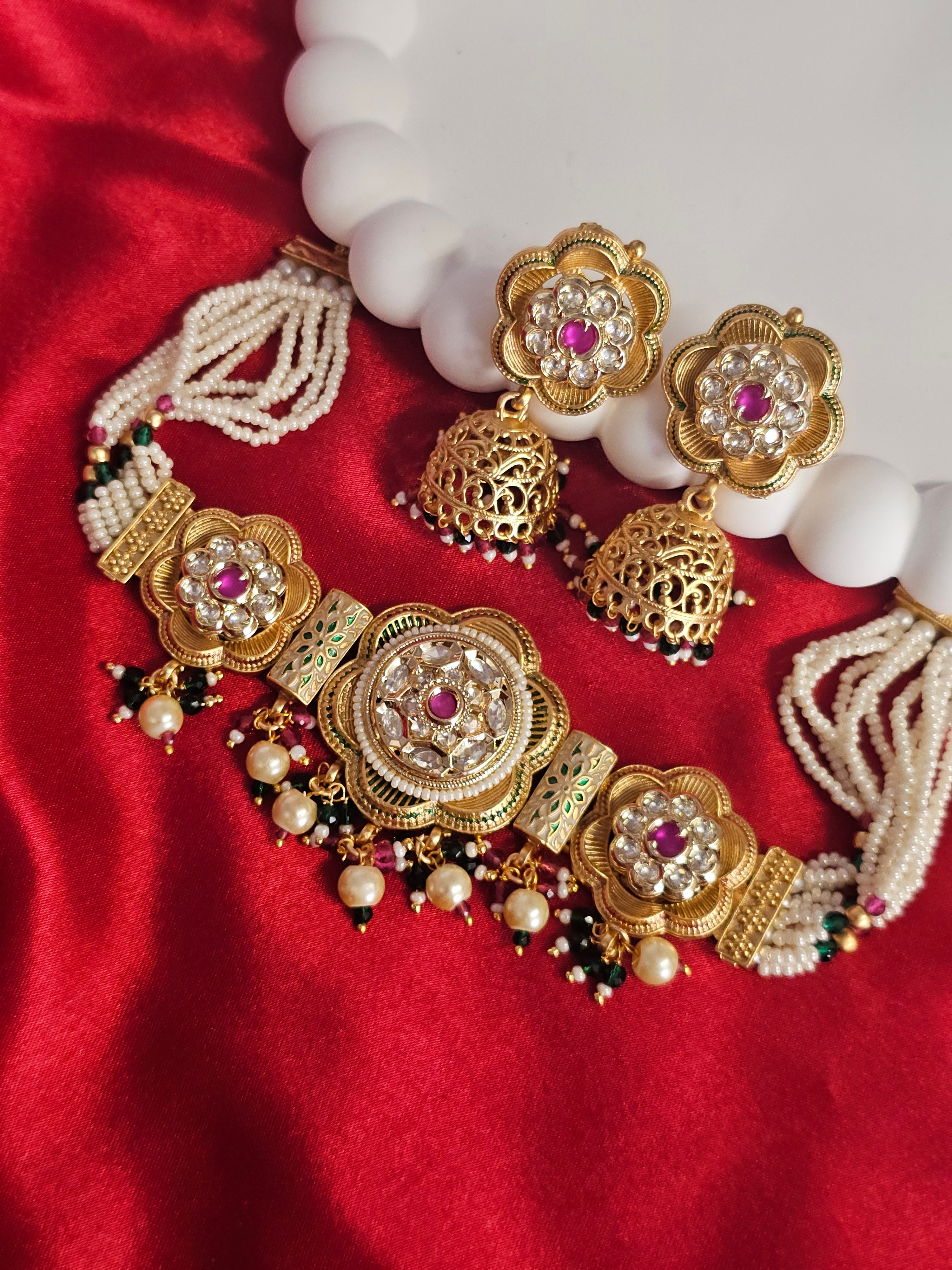 Jodha Rajwadi Statement Kundan Choker Set