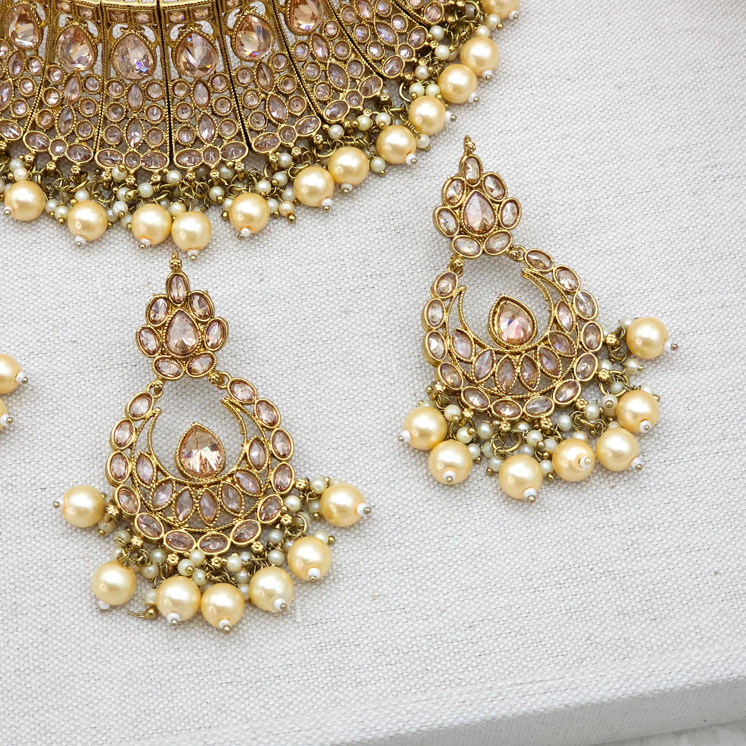 Abha- Antique gold choker necklace - golden