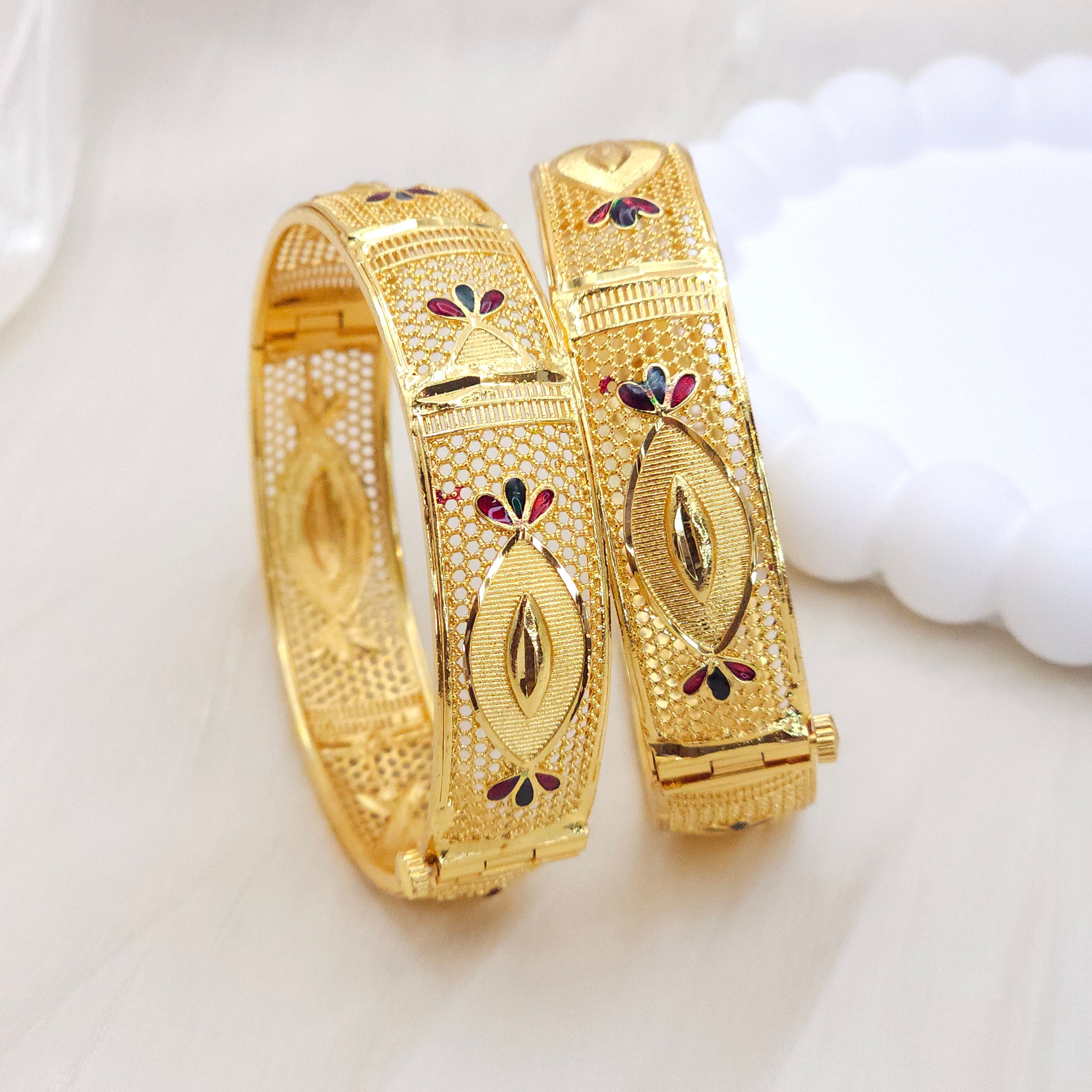 Gold Plated Openable Chunky Kangan Bangles