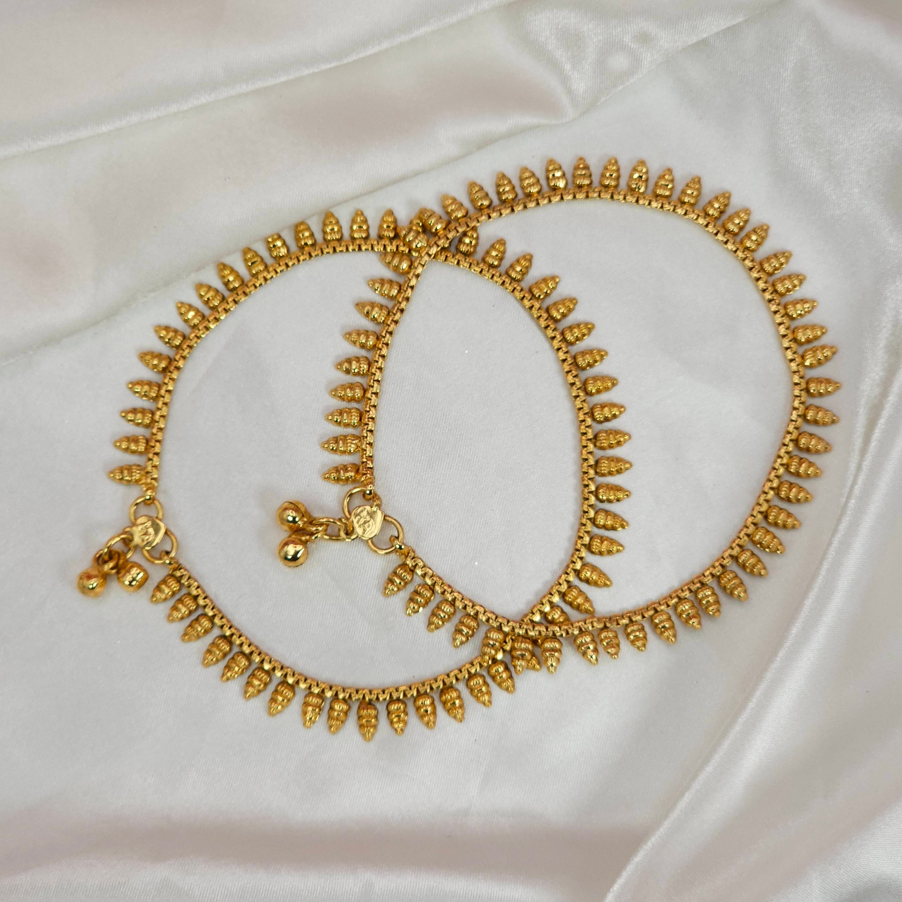 Gold Plated Anklets, Dainty Leaf Chain Anklets