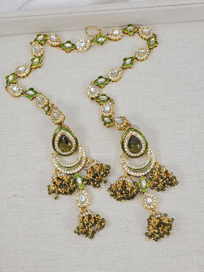 Nora - Kundan Jhumka Earrings with Attached Earchains – Jhumki | Fancy Fab Jewels UK
