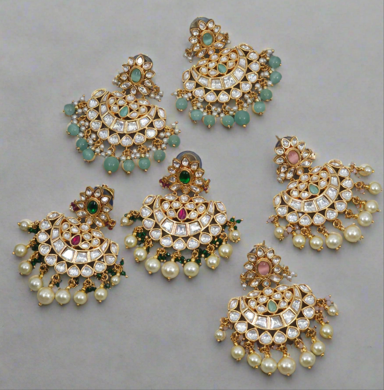 Hafsa Moissanite Polki Chandbali Earrings