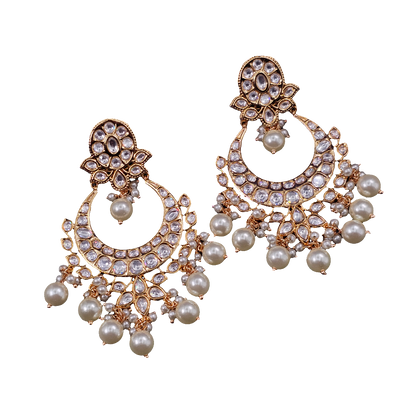 Lara Exclusive Moissanite Chandbali Earrings – Earrings | Fancy Fab Jewels UK