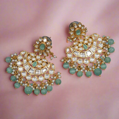 Hafsa Moissanite Polki Chandbali Earrings