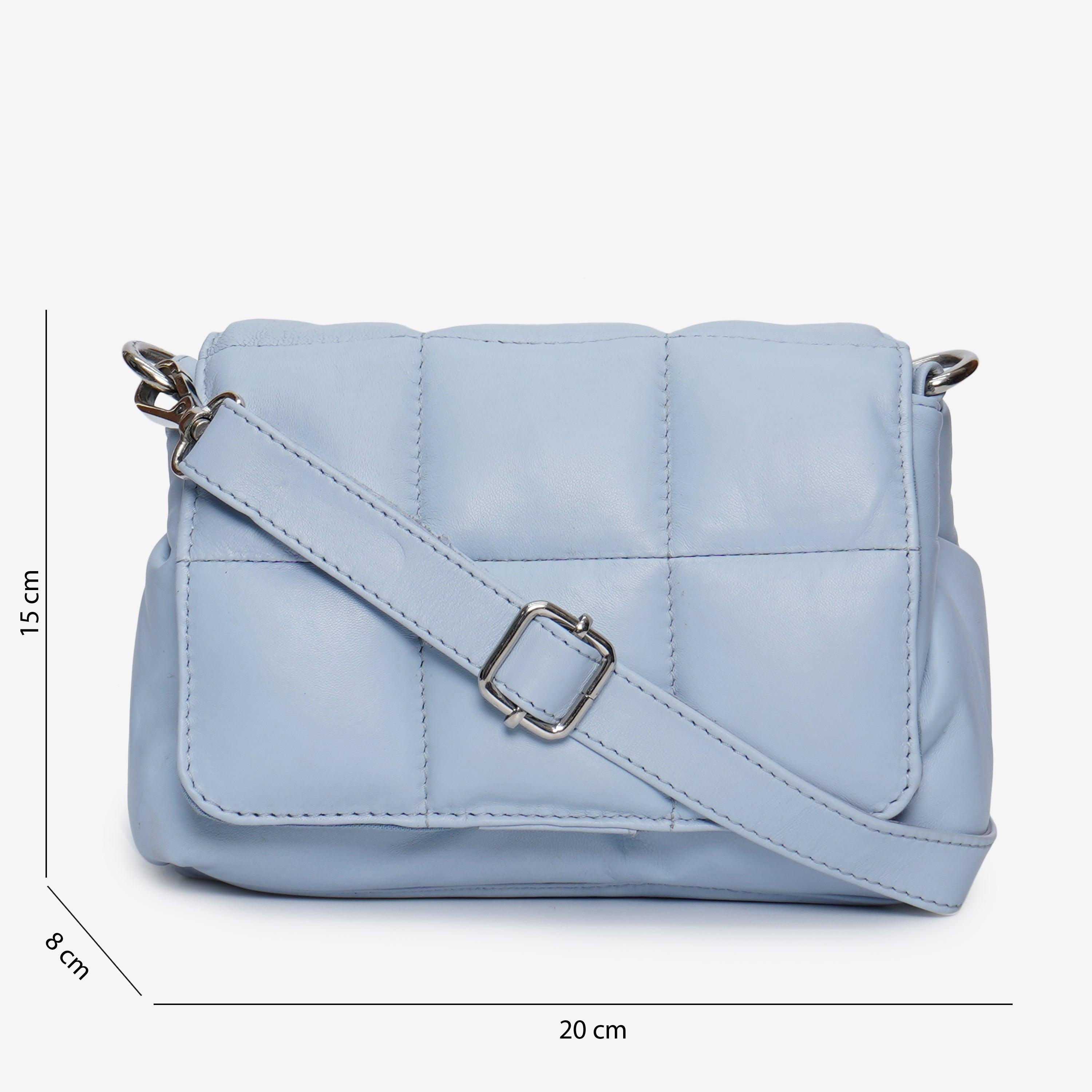 Soft Baby Blue Genuine Leather Cross-body: Everyday Luxury - Fancy Fab Jewels