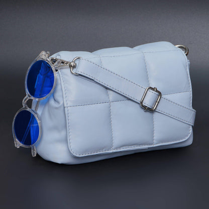 Soft Baby Blue Genuine Leather Cross-body: Everyday Luxury - Fancy Fab Jewels