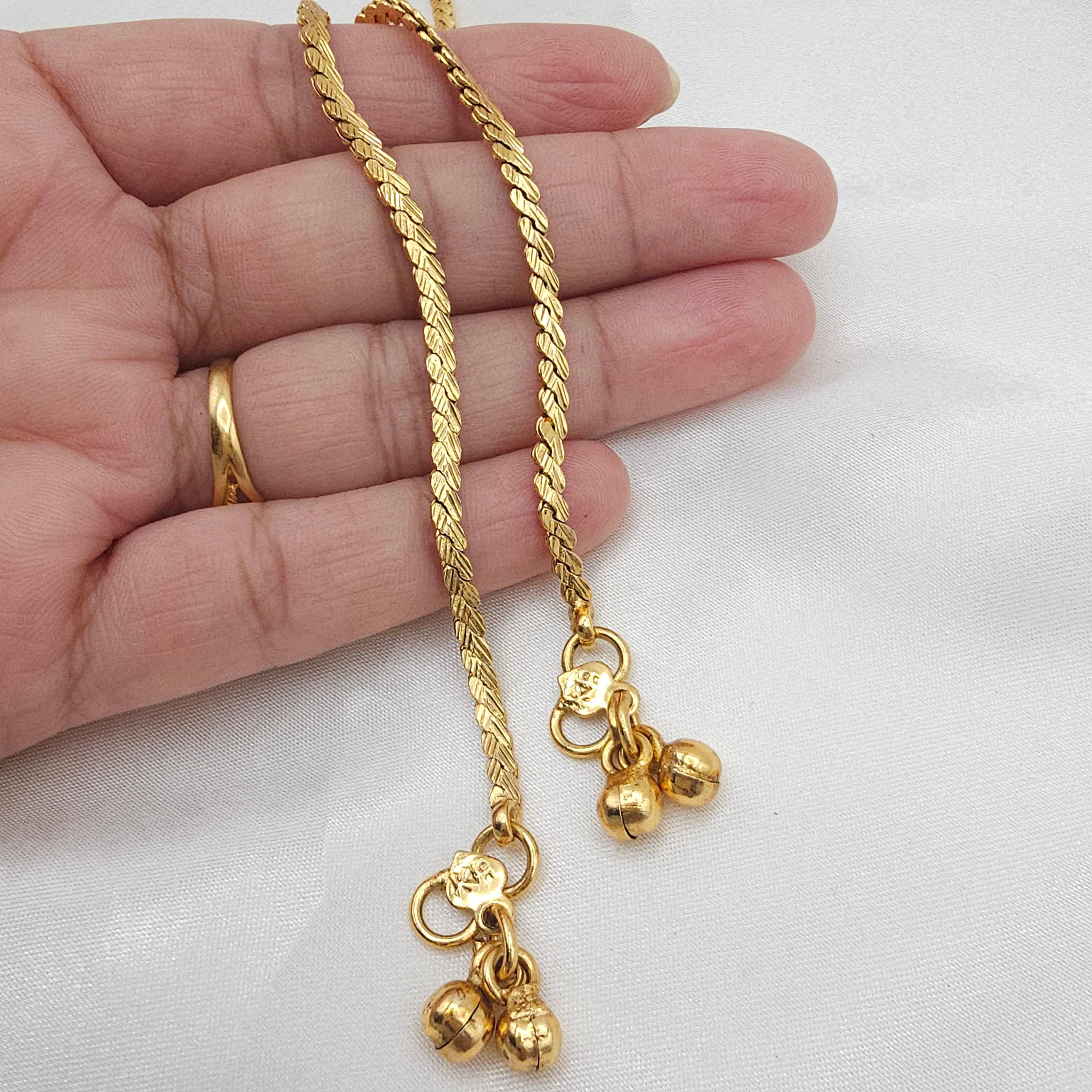 Gold Plated Breaded Chain Anklets - Fancy Fab Jewels