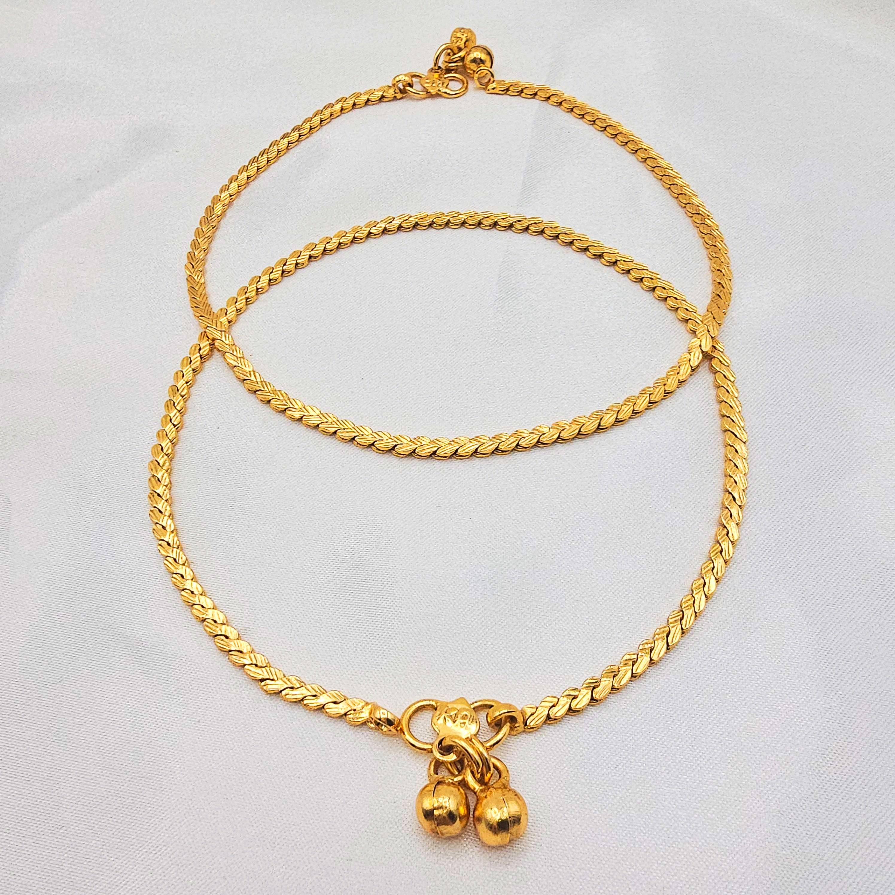 Gold Plated Breaded Chain Anklets - Fancy Fab Jewels