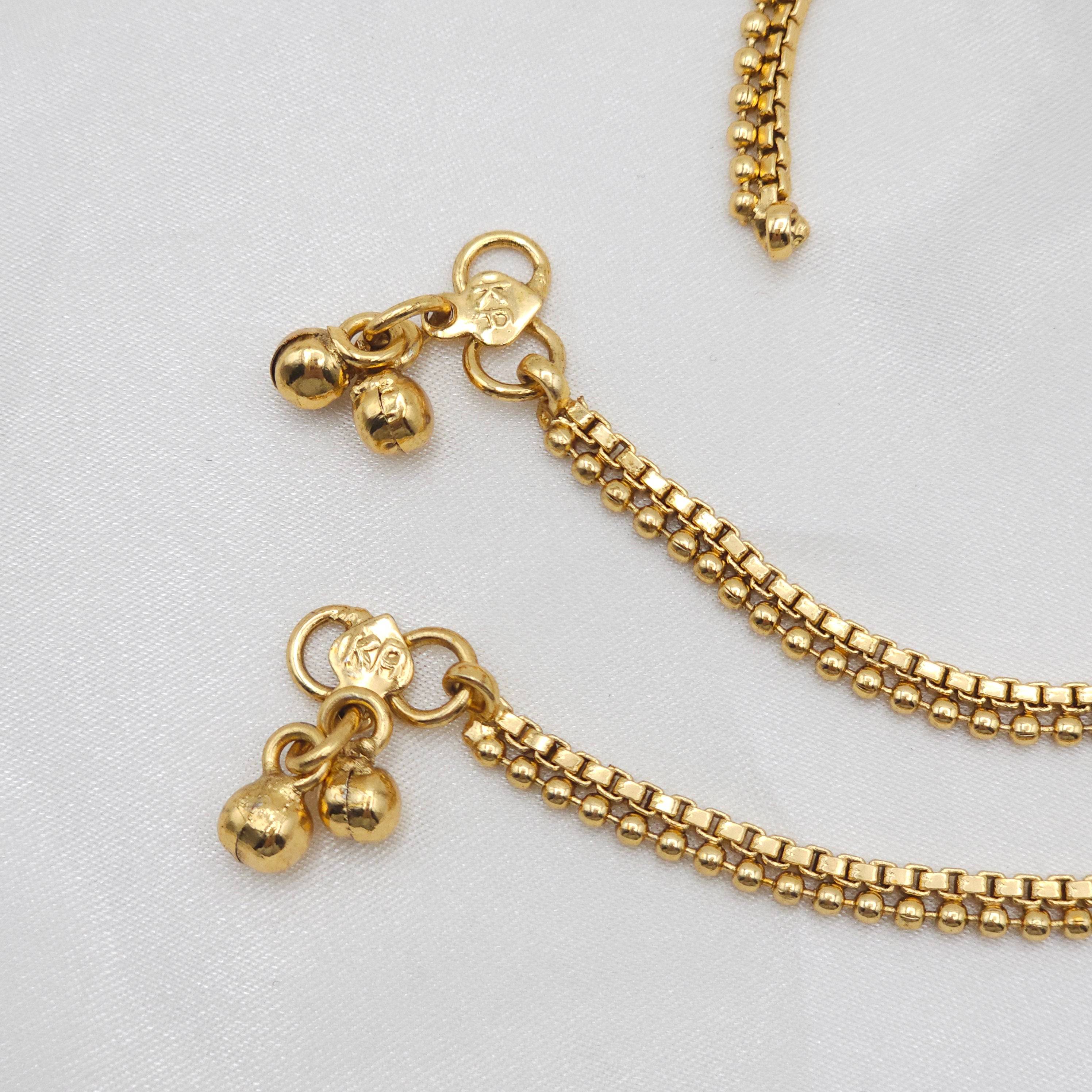 Gold Plated Breaded Chain Anklets - Fancy Fab Jewels