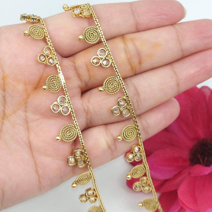 Mina Antique Gold Polki Anklets - Fancy Fab Jewels