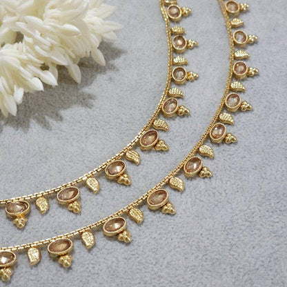 Palak - Gold Finish Polki Statement Indian Asian Anklets - Fancy Fab Jewels