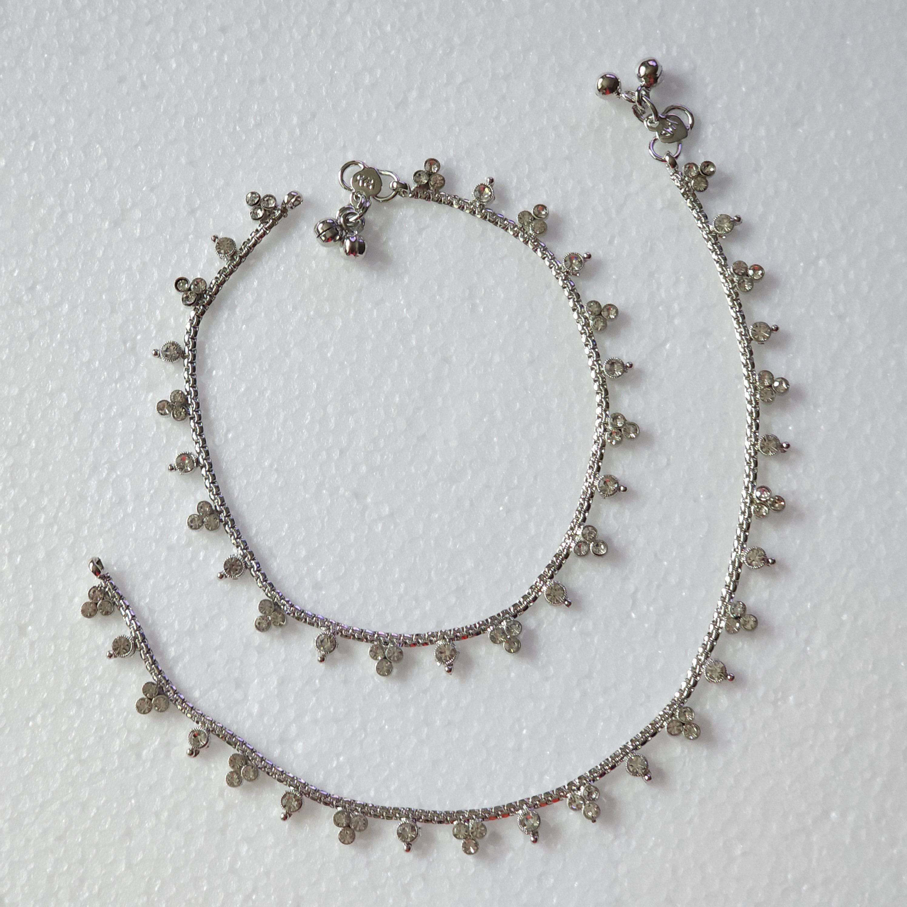 Silver Polki Anklet, Jhanjar - Fancy Fab Jewels