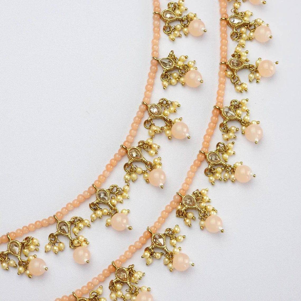 Kiran - Antique Gold Polki and Pearl Anklet/Jhanjar - Fancy Fab Jewels