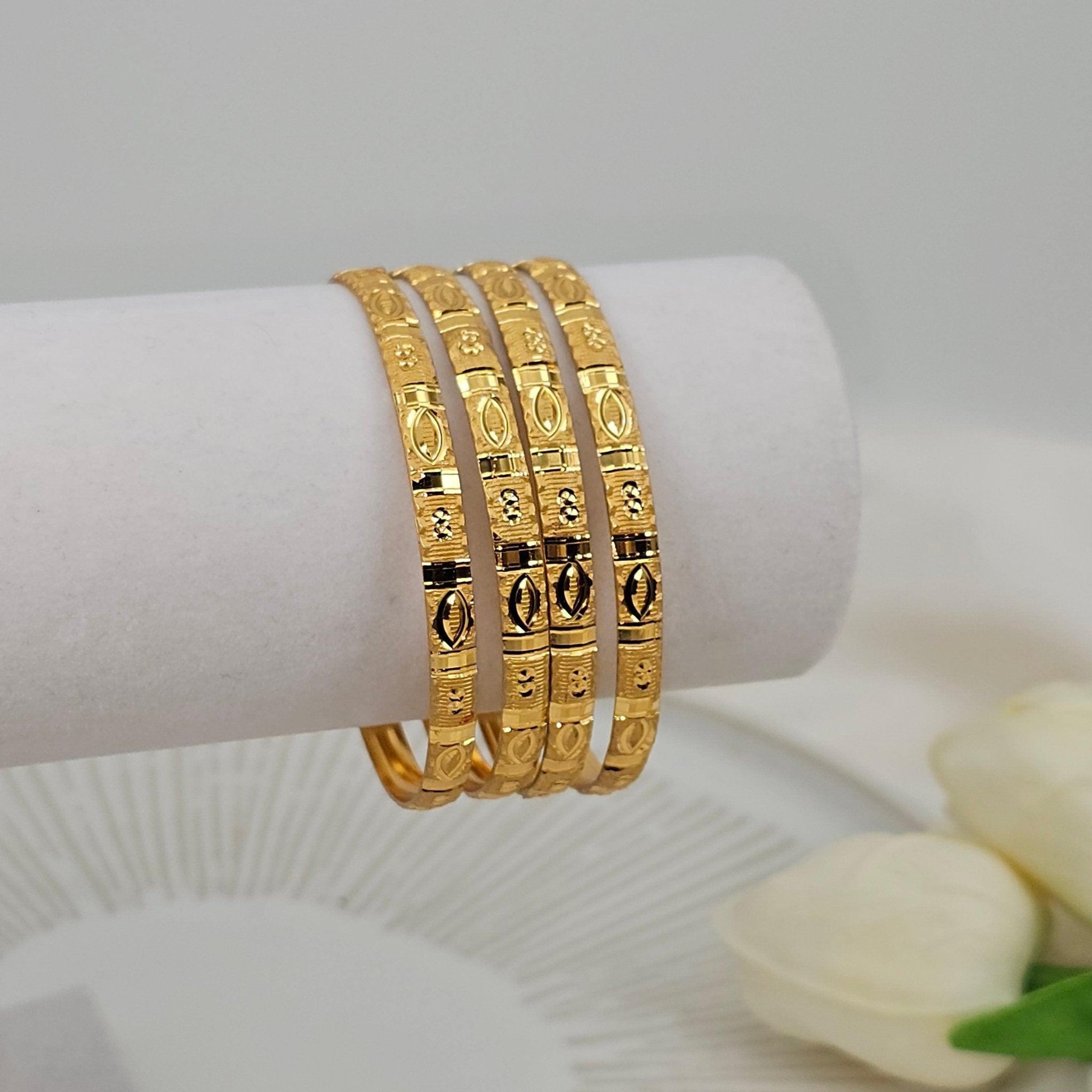 Set of 4 Gold Plated Indian Bangles - Fancy Fab Jewels