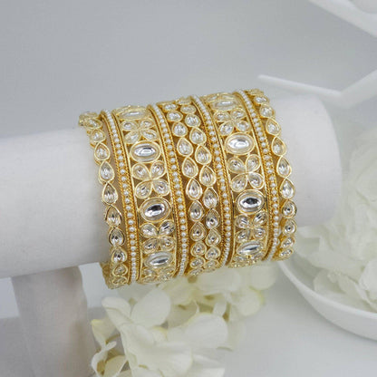 10 Pcs Bangle set - golden - Fancy Fab Jewels