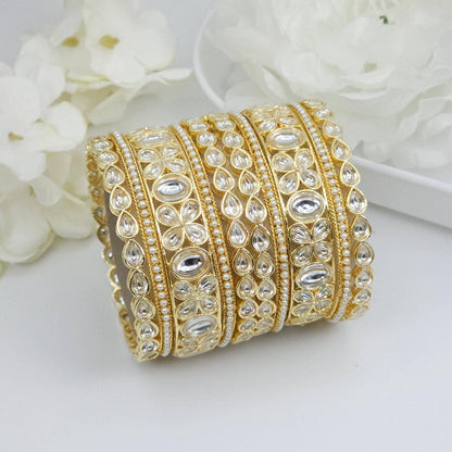 10 Pcs Bangle set - golden - Fancy Fab Jewels