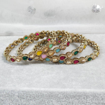 Alona - Antique Gold Multicolour Bangles - Fancy Fab Jewels