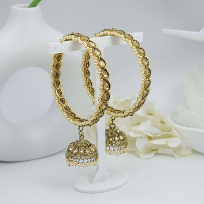 Antique Gold Pearl Jhumka Bangles - Fancy Fab Jewels