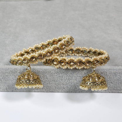 Antique Gold Pearl Jhumka Bangles - Fancy Fab Jewels