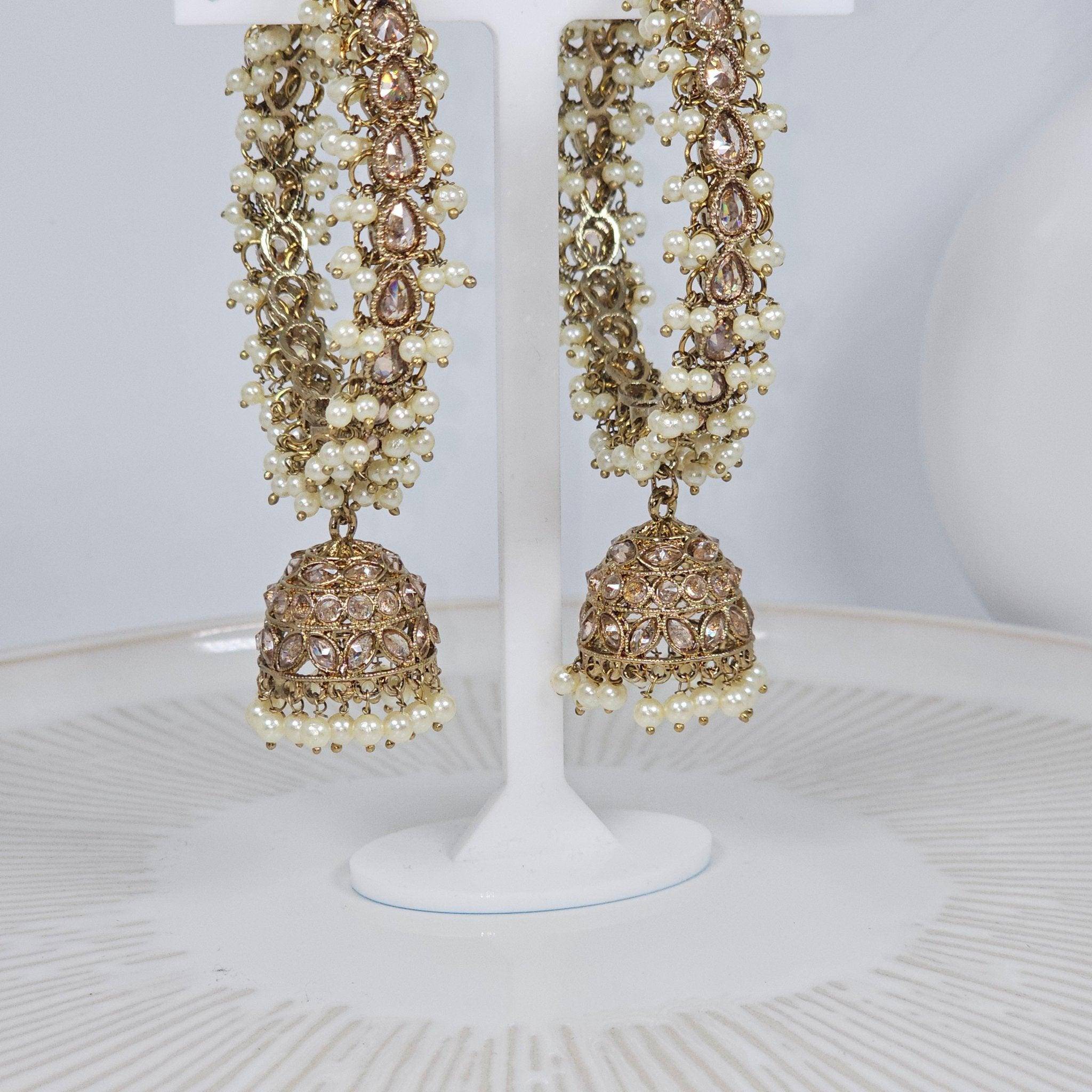 Anu Pair of Polki Pearl Detail Jhumka Bangles - Fancy Fab Jewels