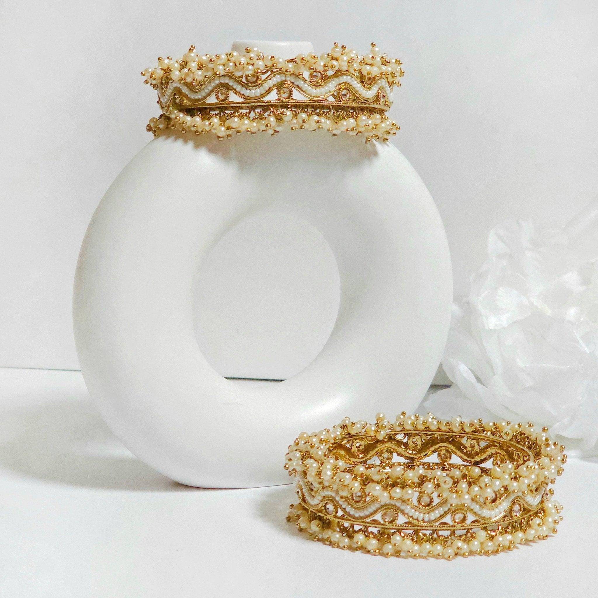 Jassi Pair of Polki Chunky Bangles - Fancy Fab Jewels