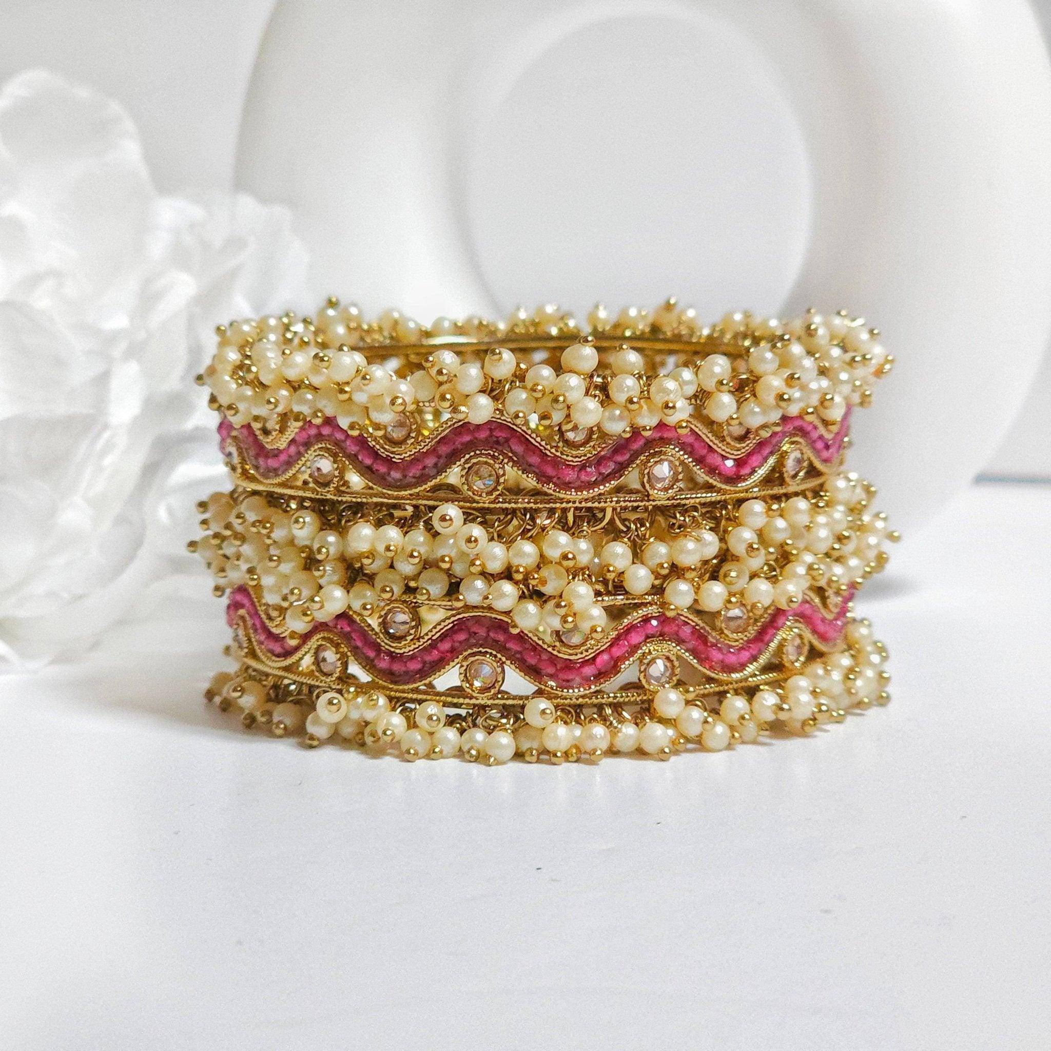 Jassi Pair of Polki Chunky Bangles - Fancy Fab Jewels