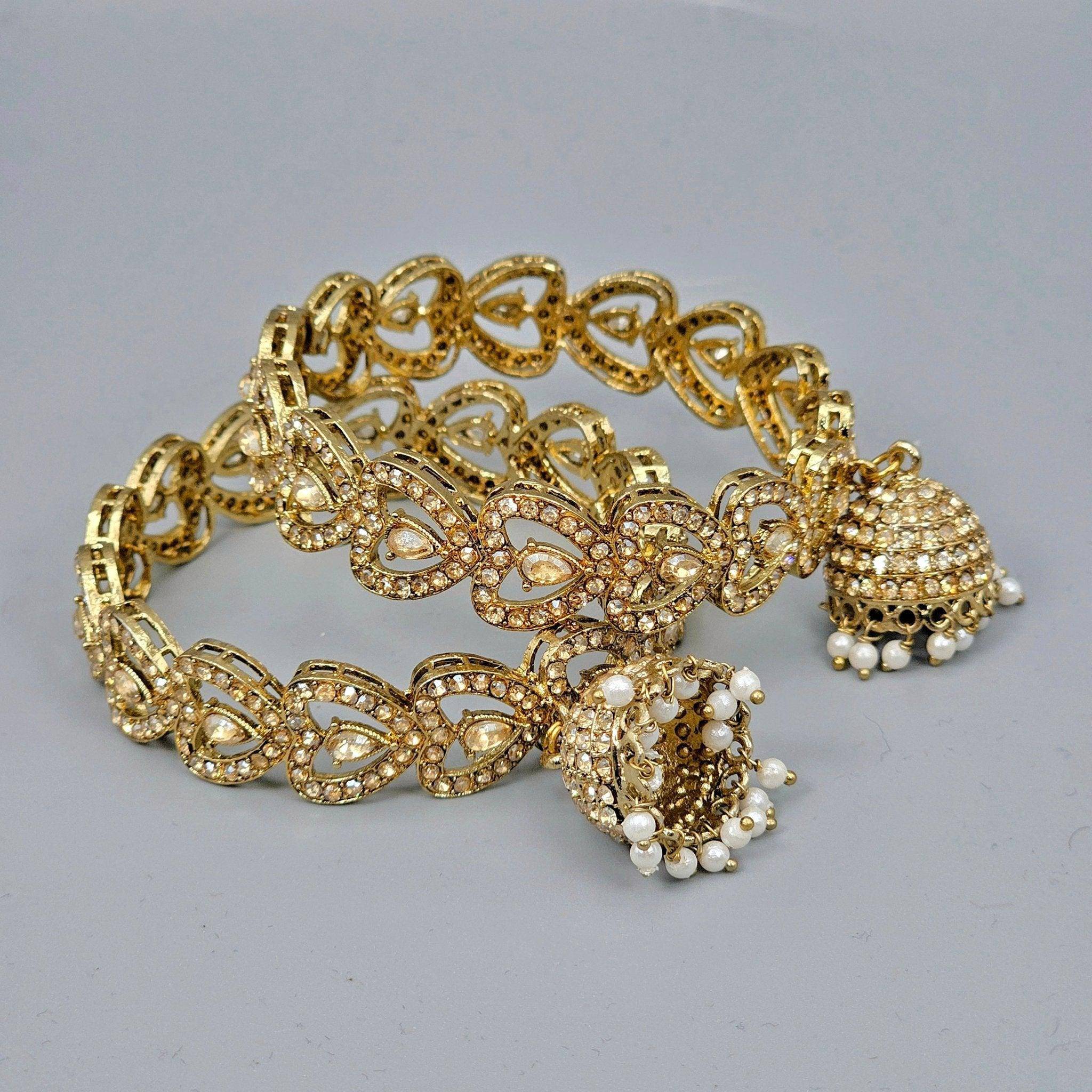 Gold Plated Polki Jhumka Bangles - Fancy Fab Jewels