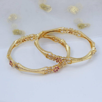 Gold Plated AD Bangle Set - Fancy Fab Jewels