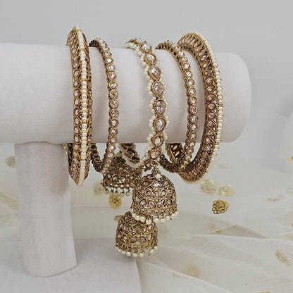 Luxury Polki Jhumka Bangle Stack - Fancy Fab Jewels