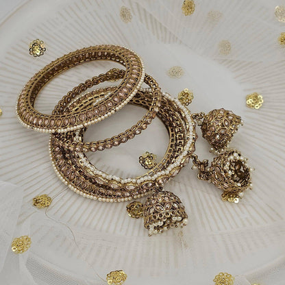 Luxury Polki Jhumka Bangle Stack - Fancy Fab Jewels