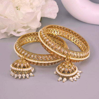 Mehar Antique Gold Polki Jhumka Bangles - Fancy Fab Jewels