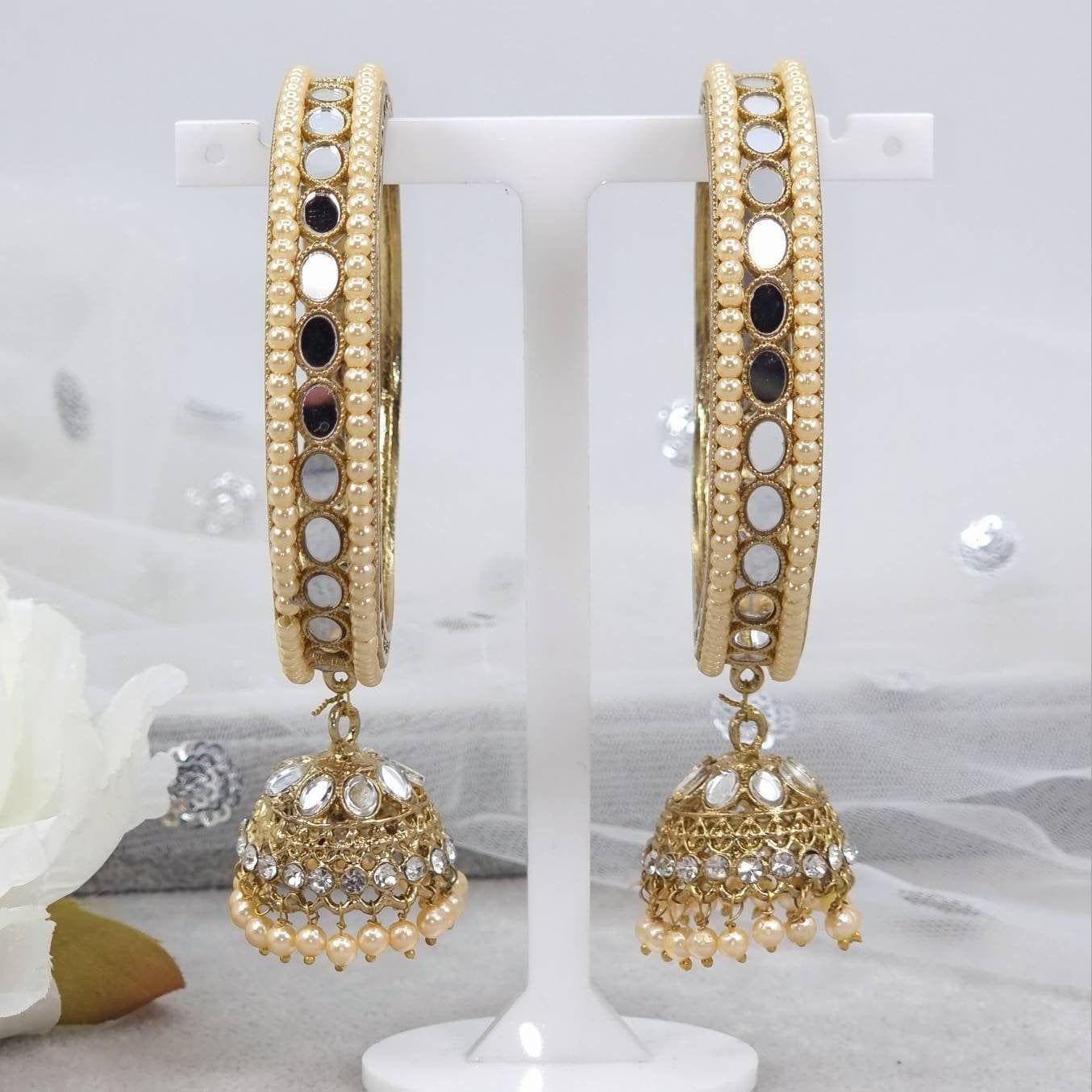 Mehar Mirror Jhumka Bangles - Fancy Fab Jewels