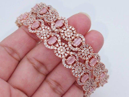 Pair of Rose Gold Bangles - Pink - Fancy Fab Jewels