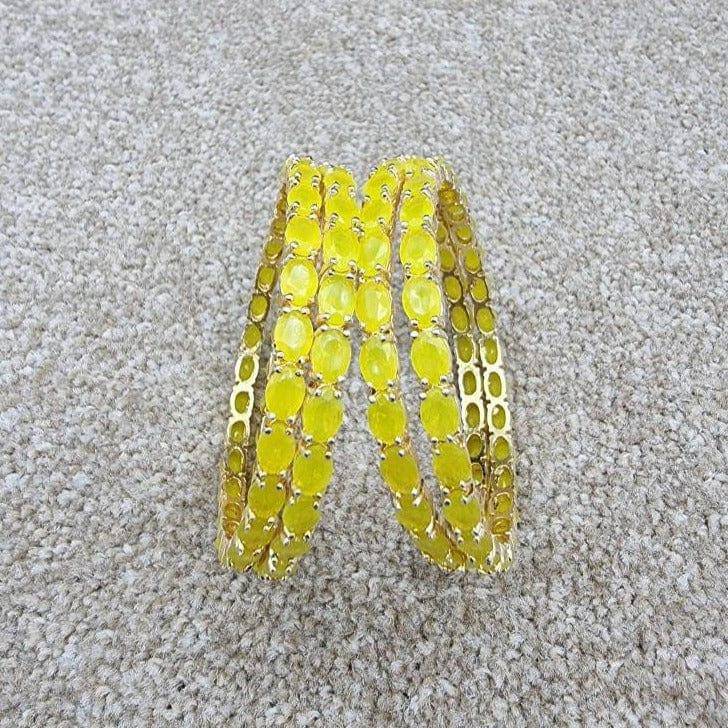 Zunia - Yellow Faux Stones Indian Asian Bangle Set - Fancy Fab Jewels