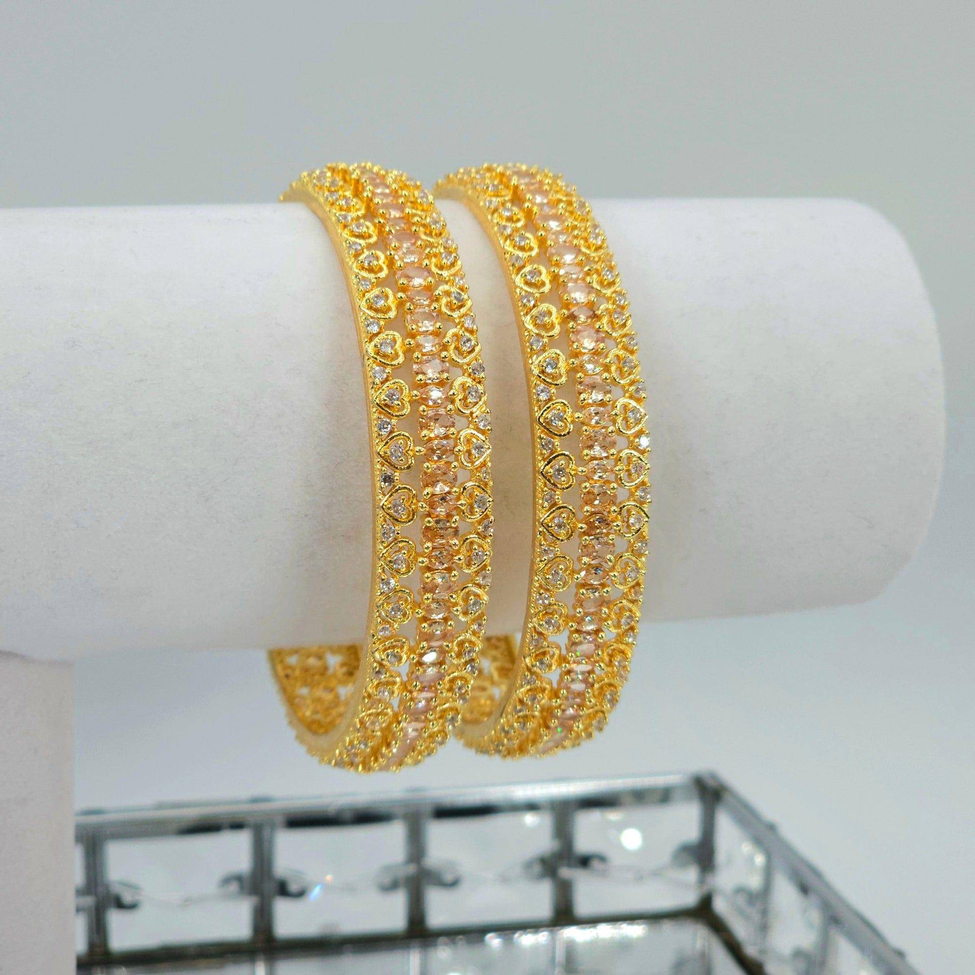 Kanak- Gold Plated American Diamond CZ Bangle Set - Fancy Fab Jewels