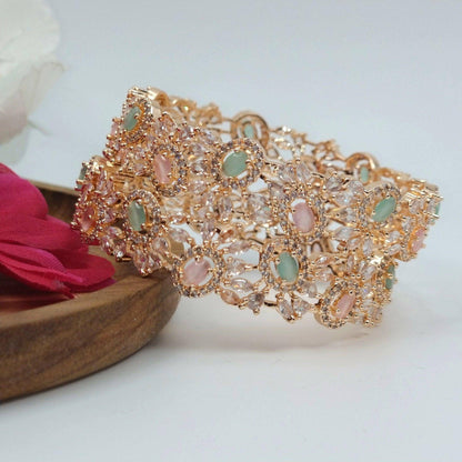 Pair of Rose Gold Bangles - Mint Pink - Fancy Fab Jewels