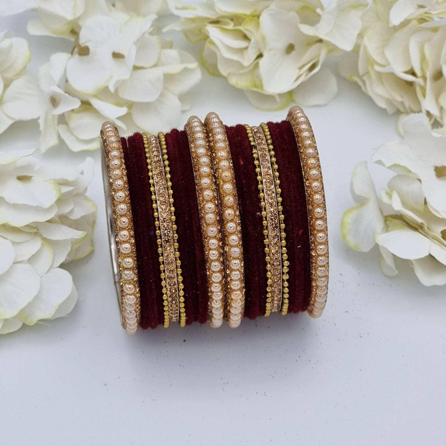 Velvet Bangle Set - Available in Many Colours - Fancy Fab Jewels