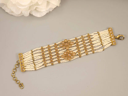 Antique Gold Polki Adjustable Chain Bracelet - Fancy Fab Jewels