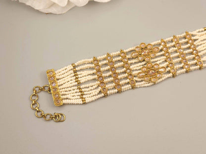 Antique Gold Polki Adjustable Chain Bracelet - Fancy Fab Jewels