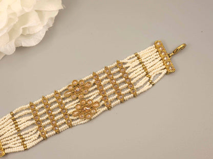 Antique Gold Polki Adjustable Chain Bracelet - Fancy Fab Jewels