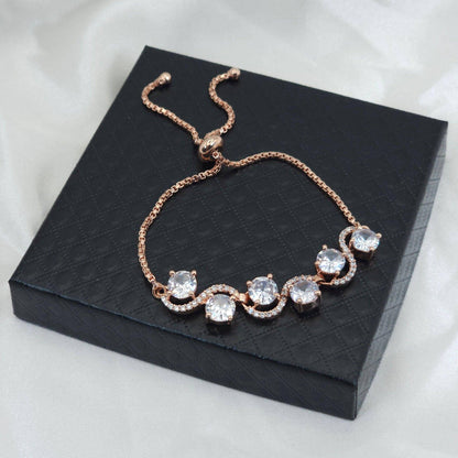 Eena Adjustable Chain Bracelet - Rose Gold - Fancy Fab Jewels