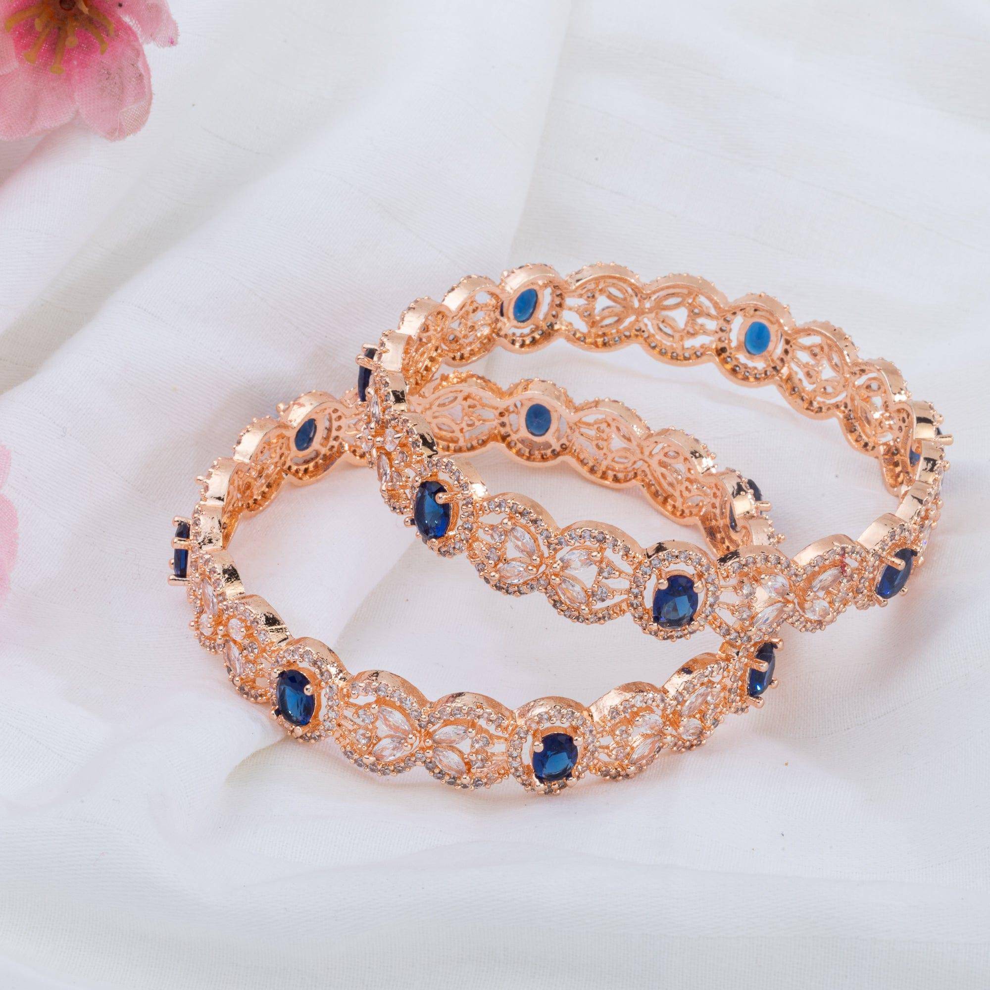 Pair of Rose Gold Bangles Set - Available in Four Colours - Fancy Fab Jewels