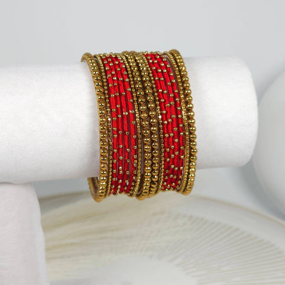 16 pcs Thread Bangle Set - Available in Many Colours - Fancy Fab Jewels