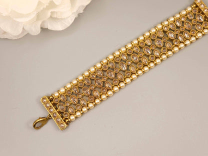 Antique Gold Polki Adjustable Chain Bracelet - Fancy Fab Jewels