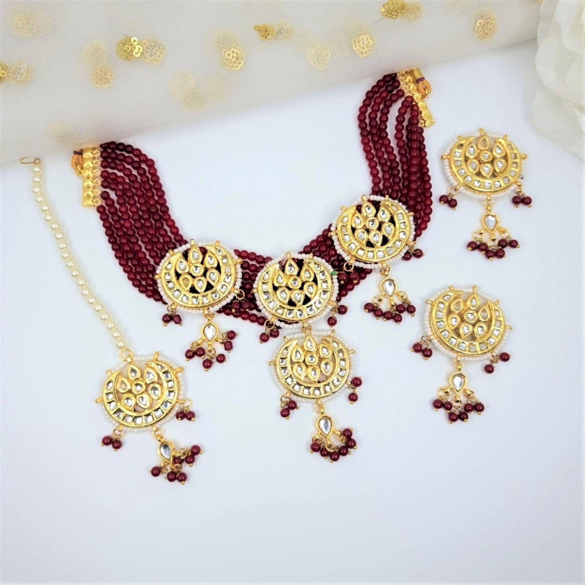 Arwa Kundan Choker Necklace Set - Fancy Fab Jewels