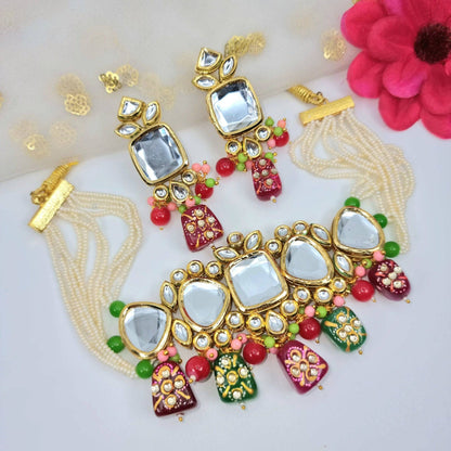 Mehram Multicolour Kundan Choker Set - Fancy Fab Jewels