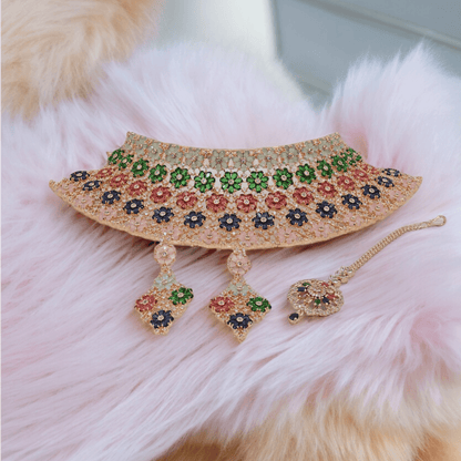 Kashish Bridal CZ Choker Set Full Rose Gold - Fancy Fab Jewels