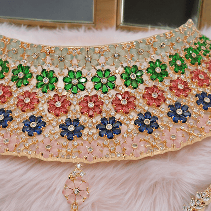 Kashish Bridal CZ Choker Set Full Rose Gold - Fancy Fab Jewels