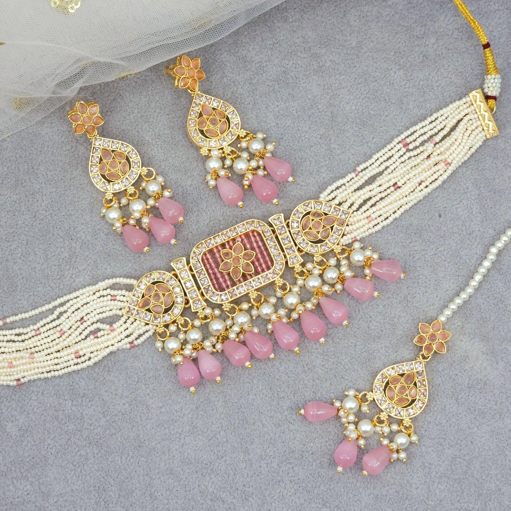 Aditi Choker Necklace Set - Fancy Fab Jewels