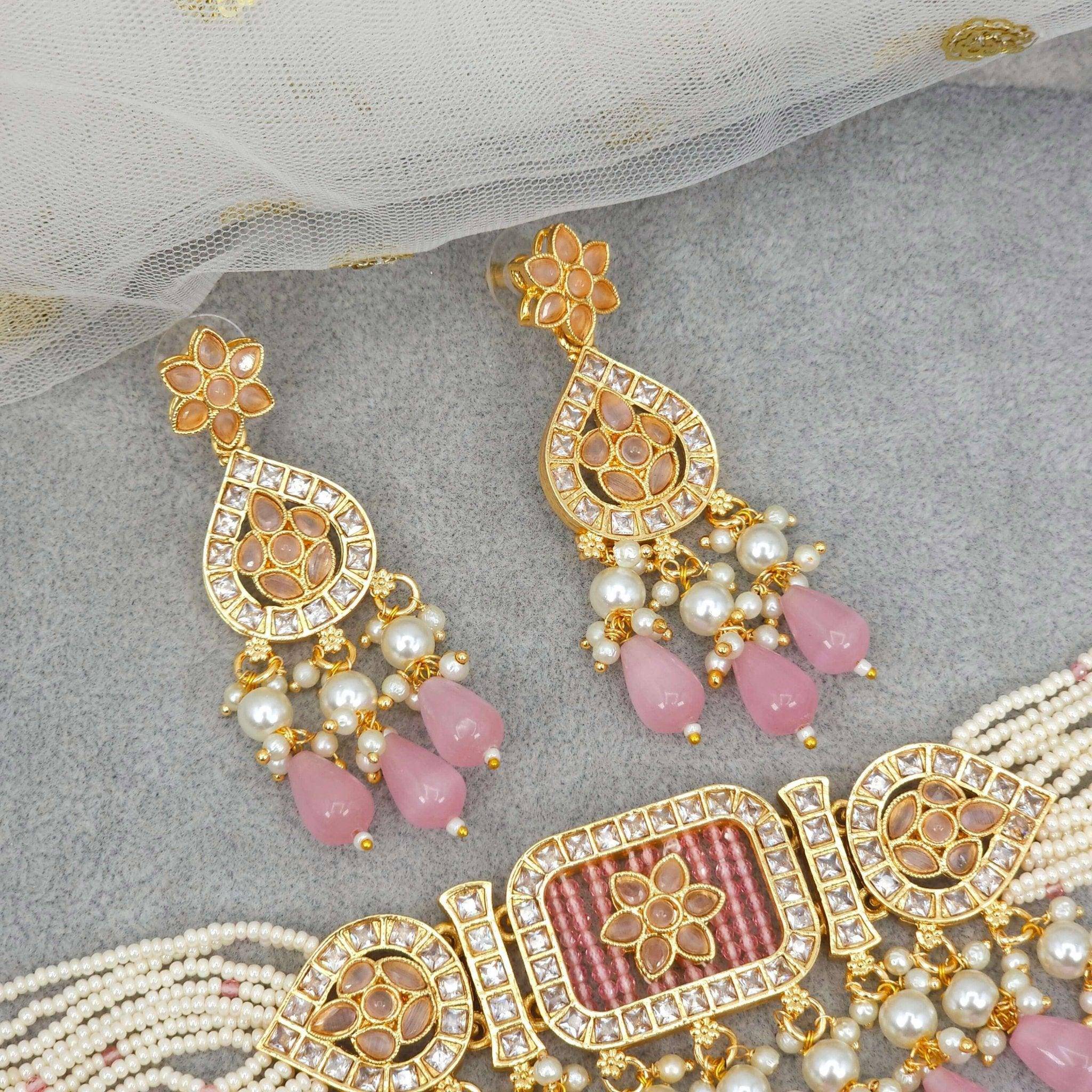 Aditi Choker Necklace Set - Fancy Fab Jewels